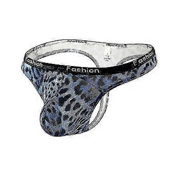 Men's Leopard Print Briefs T-Back G-String Thong Underwear Polyester Fabric