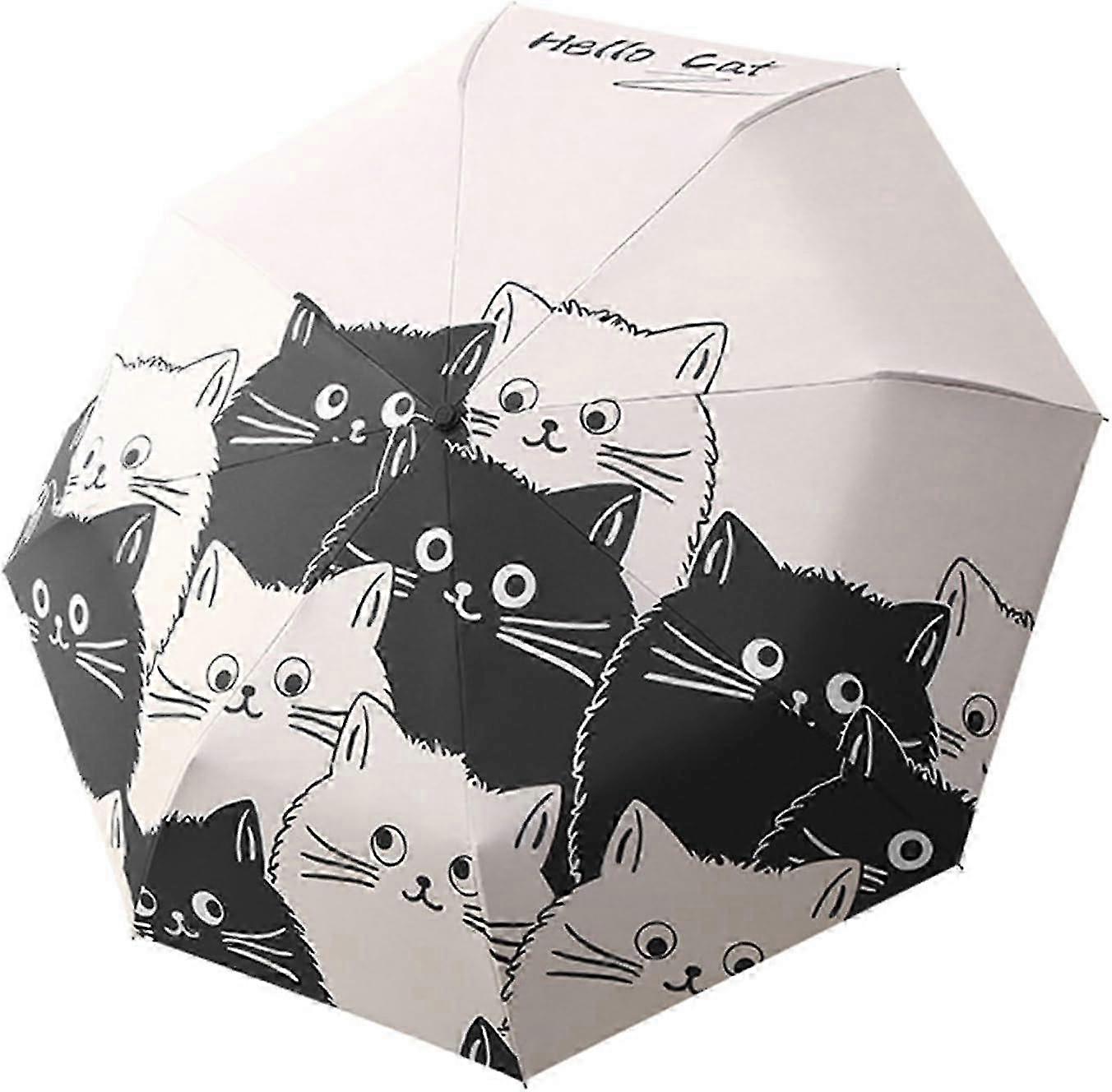 Cat Pattern 8-Rib Windproof Portable Umbrella