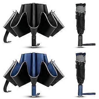 2Pack Windproof Travel Umbrella 10Rib Automatic Folding Umbrella with Reflective Edges for Rain and Sun