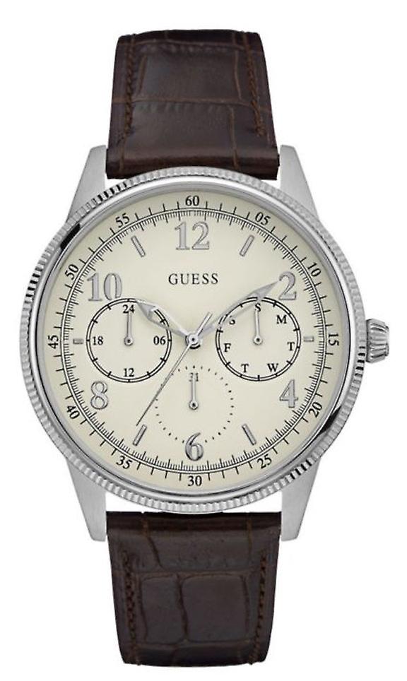 Guess- aviator Quartz Analog Men's Watch with Cowhide Bracelet W0863G1