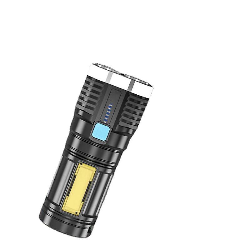 Portable Usb Rechargeable Led Cob Flashlight With Built-in 18650 Battery - Mini Hand Lantern, Plastic, 4 Lighting Modes