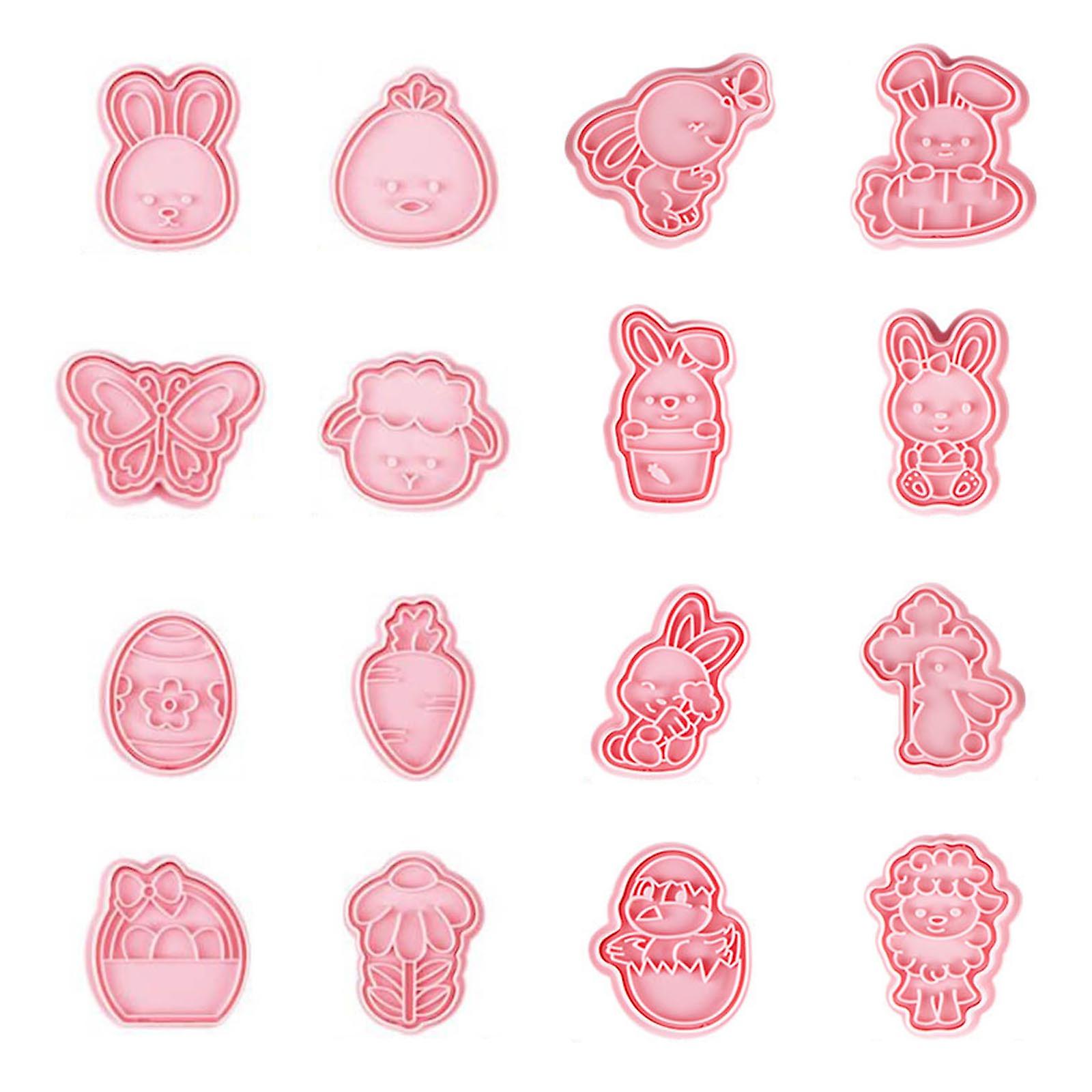 Plastic Material Easter Series Shape Biscuit Cutters Cookie Stamp for DIY Baking