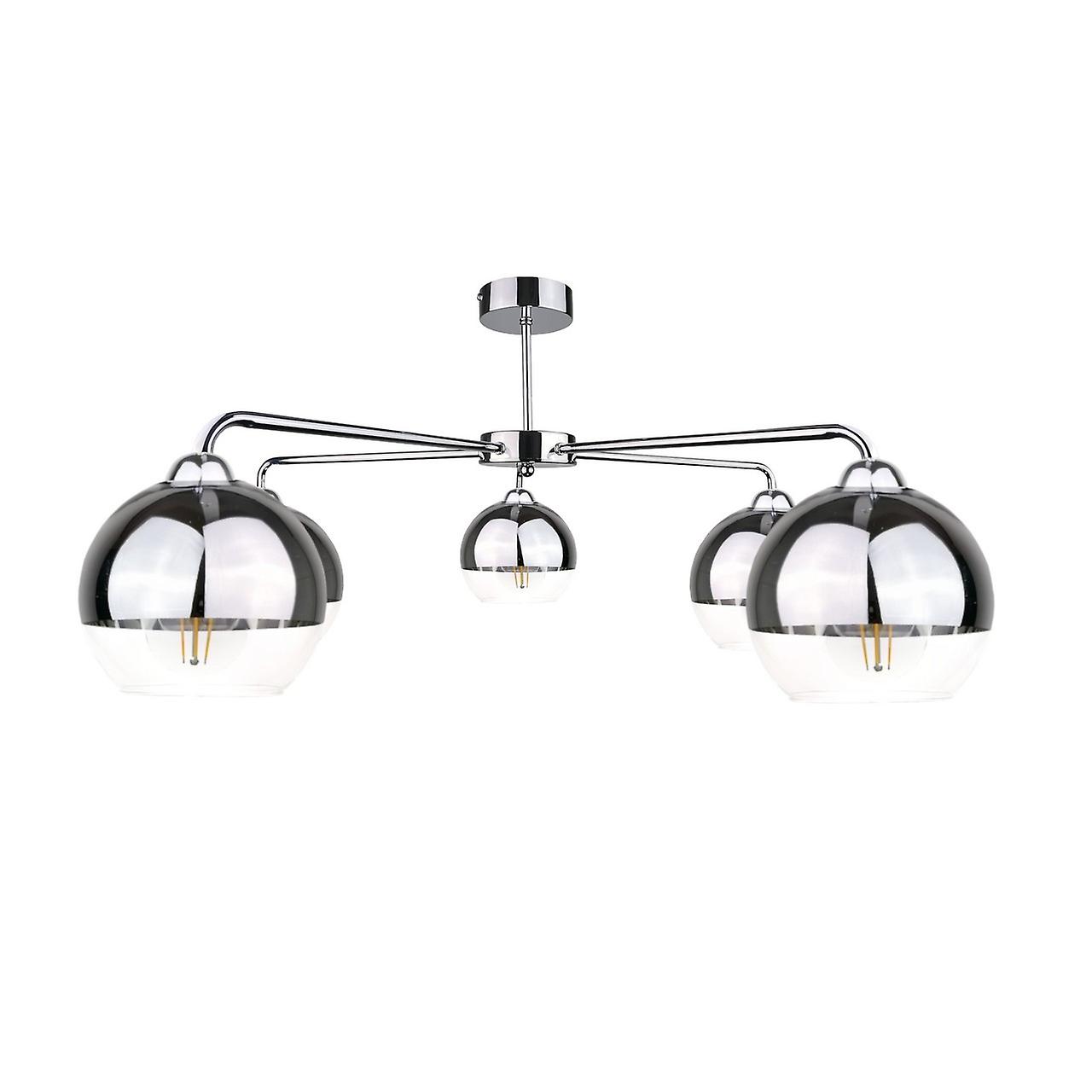 Keter Ice Multi Arm Semi Flush Ceiling Light Silver, 60cm, 5x E27