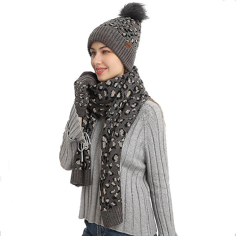 And Knitted Hat Set New Fe Print Warm Wool Hat F Gs Set Of