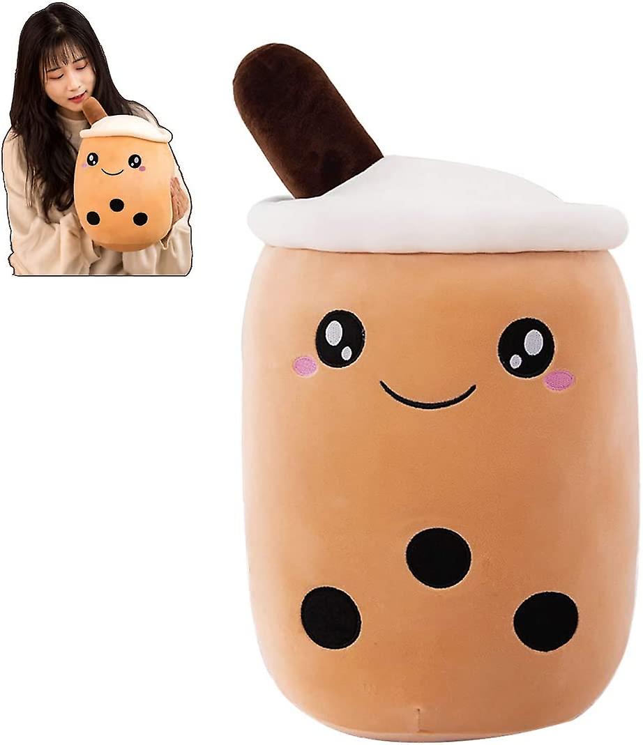 Brinquedo de Pelúcia Boba Tea de 9,8 Polegadas Marrom Pérola Leite Chá Bolha Travesseiro de Pelúcia Almofada de Abraço Macio para Casa (Marrom, 9,8 polegadas)