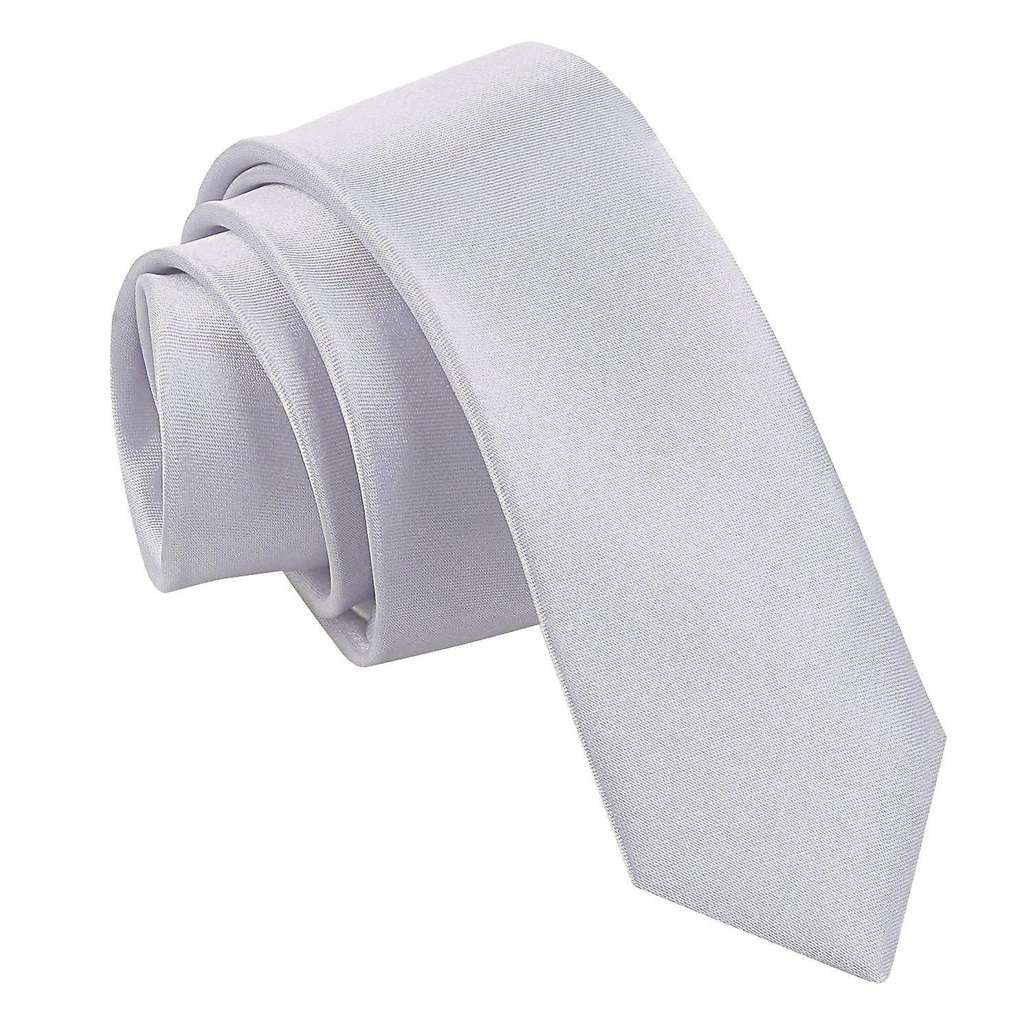 Silver Plain Satin Skinny Tie