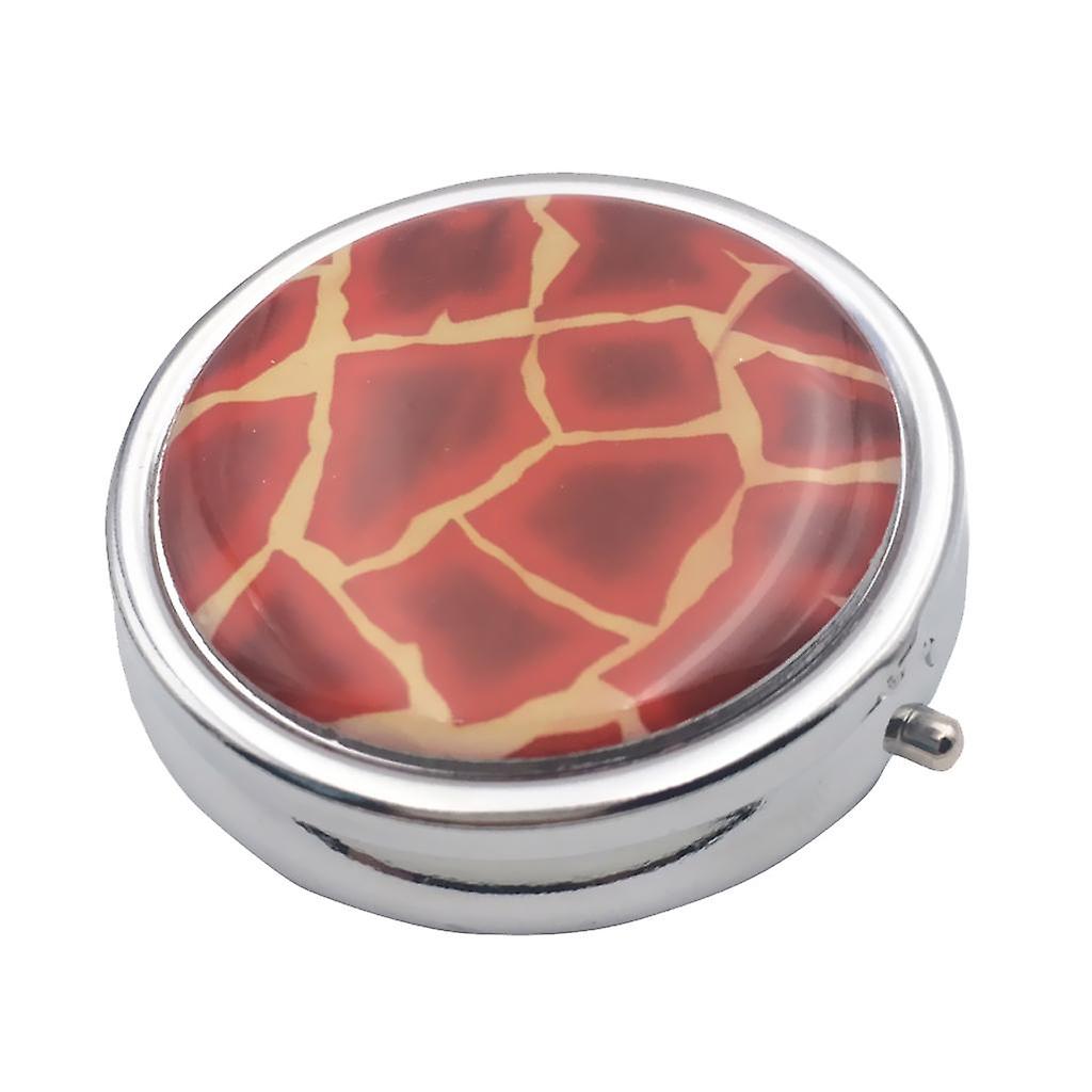 Giraffe Pattern Pill Case Box Storage Organizer Container w/ Internal Mirror