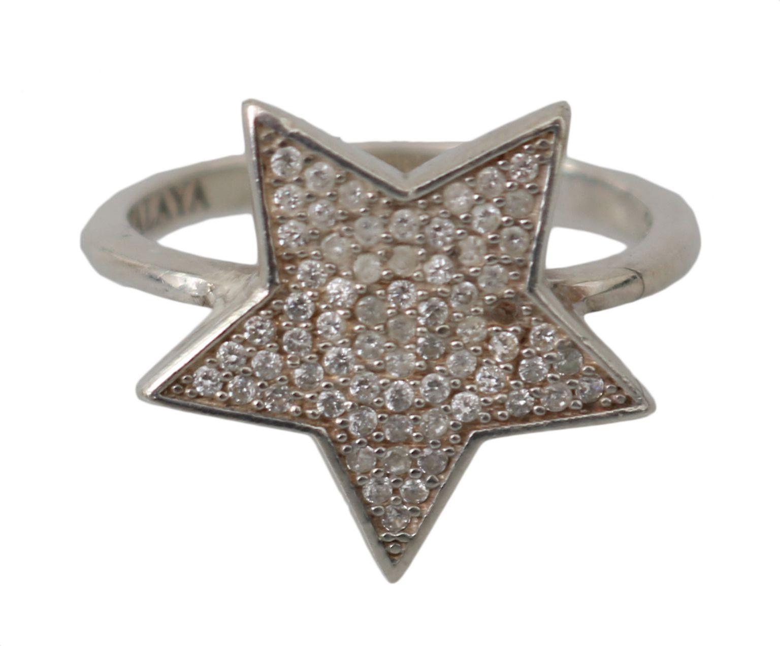 Silver Womens Clear Cz Star 925 Ring