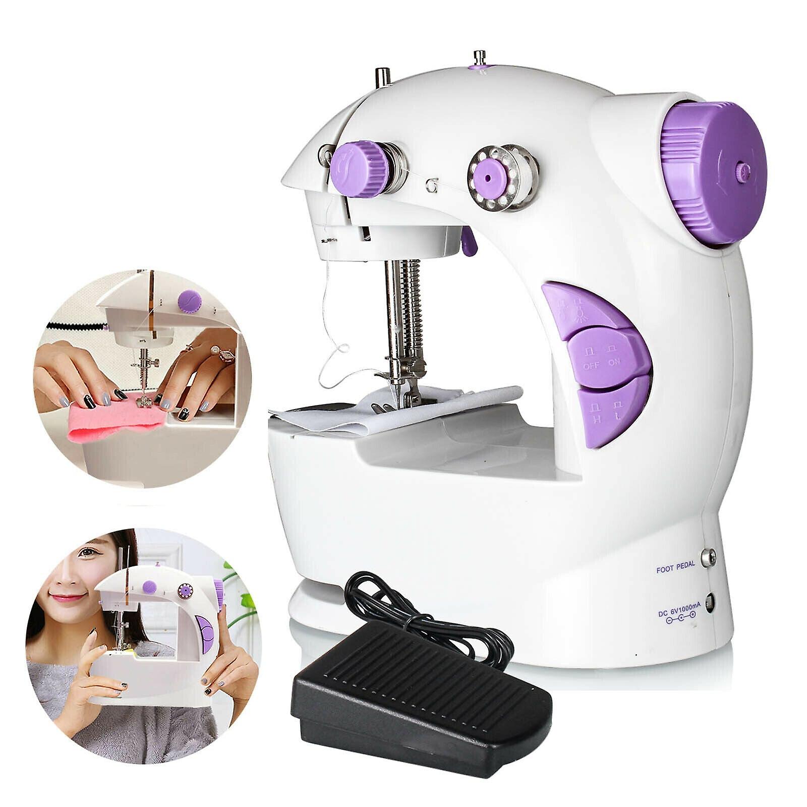Mini machine à coudre électrique portable avec veilleuse, pédale et table à main pour un usage domestique