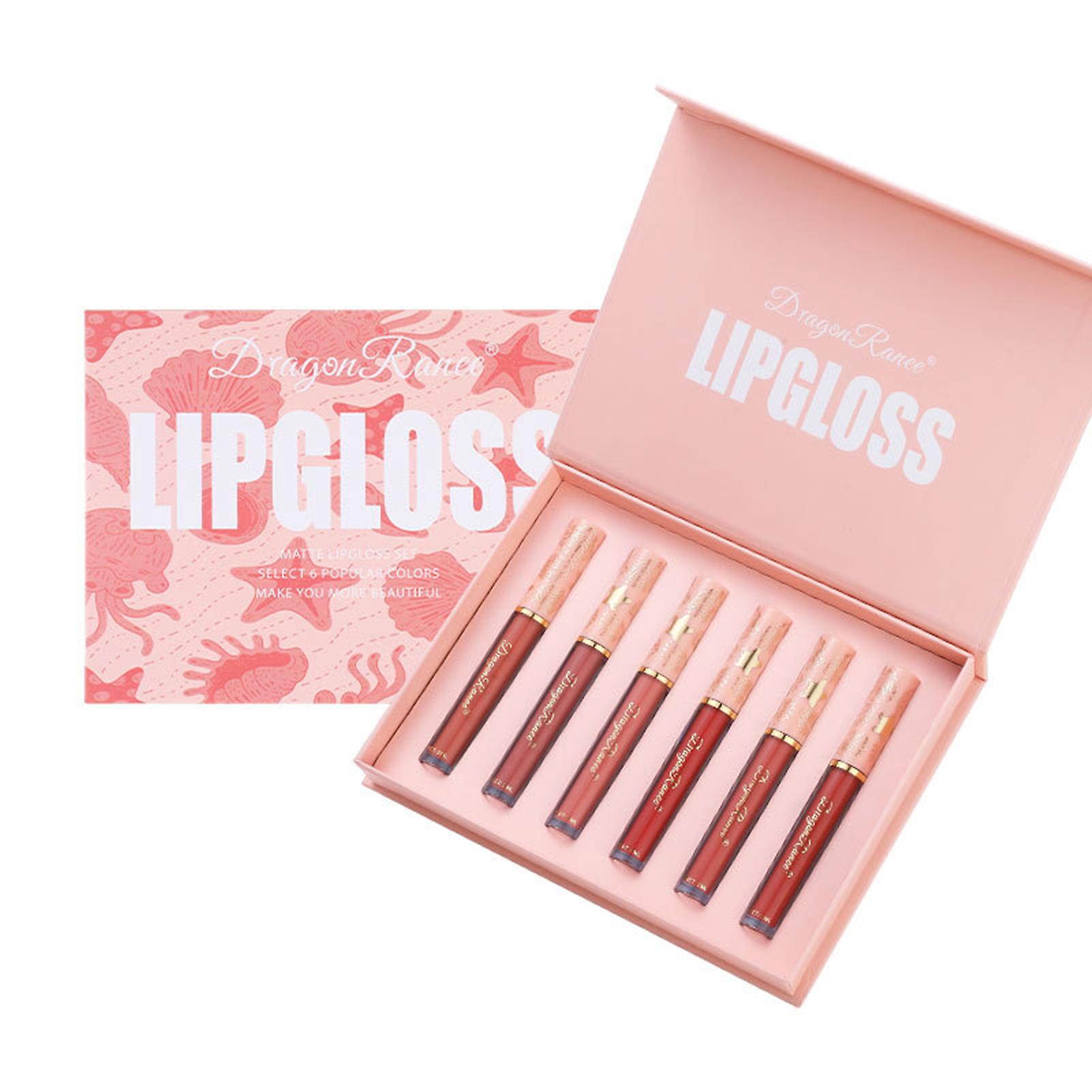 6 Pcs Moisturizing Matte Lip Glaze Set Smooth Soft Full Colors Quick-drying Lip Mud For Thanksgiving Christmas Gift