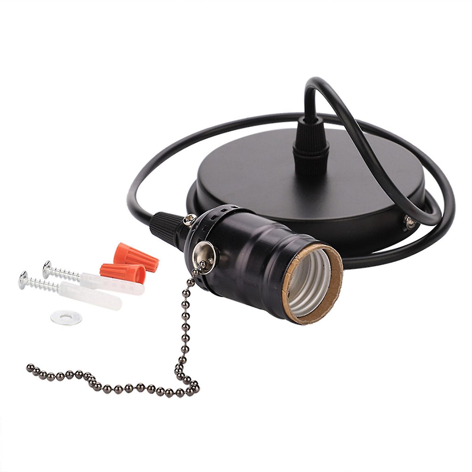 E27 Vintage Pendant Lamp Bracket With Pull Chain Switch Ceiling Mount Lamp Base E27 Socket Compatible Vintage Style