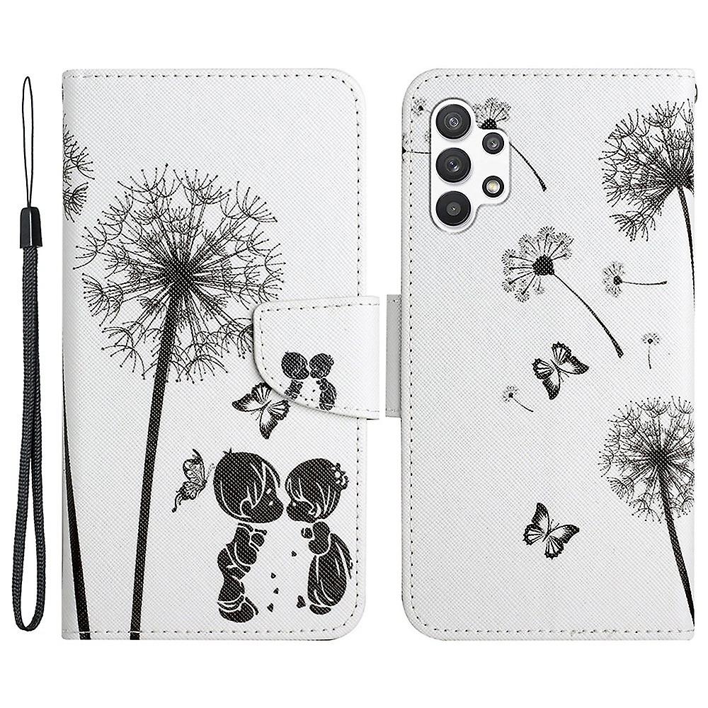 Case for Samsung Galaxy A13 4G,Full Coverage Wallet Stand Phone Shell+Strap - Dandelion