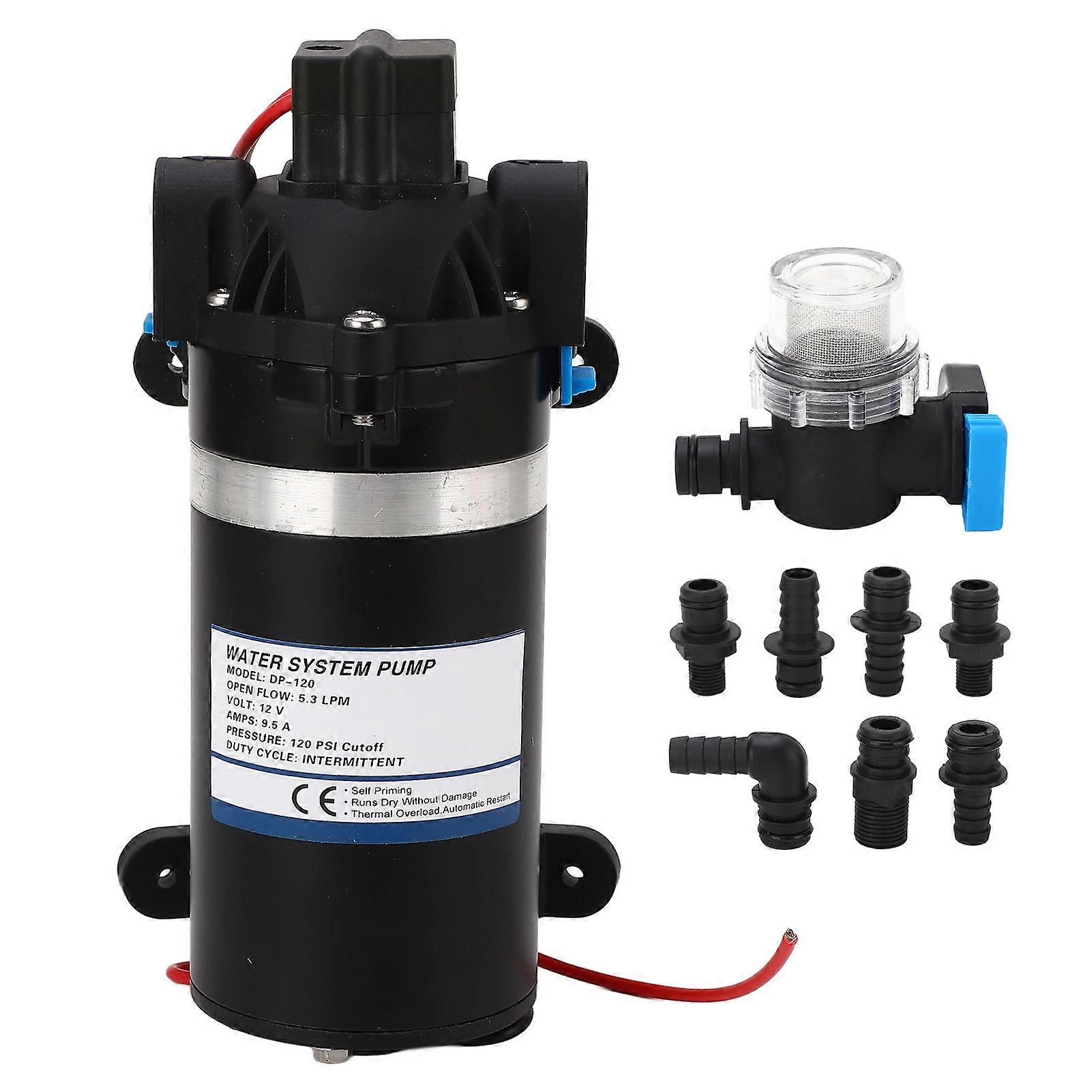 Ouitble Diaphr Pump Diaphr Water Pump, 8.3BAR 20GPH High Lift Portable Micro Electric Self Priming Bo Pump, DC12V, Ideal for Aquariums,