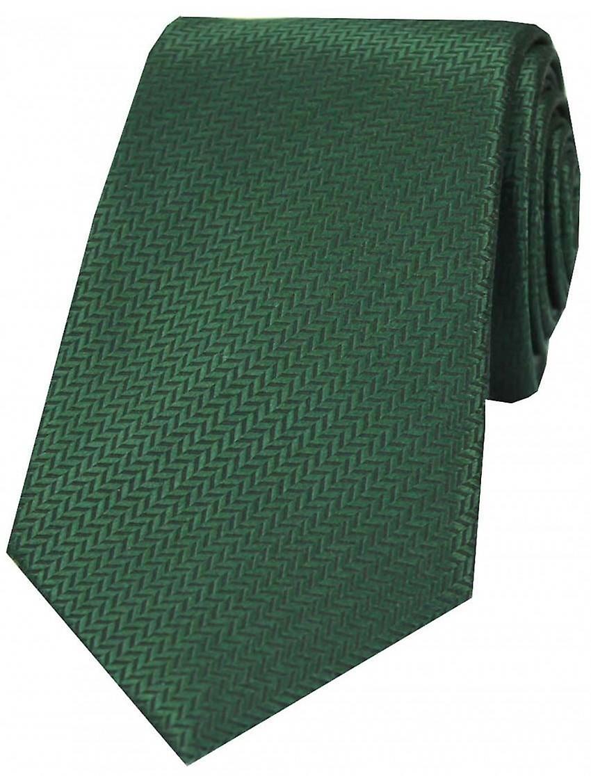 David Van Hagen Herringbone Silk Tie - Racing Green