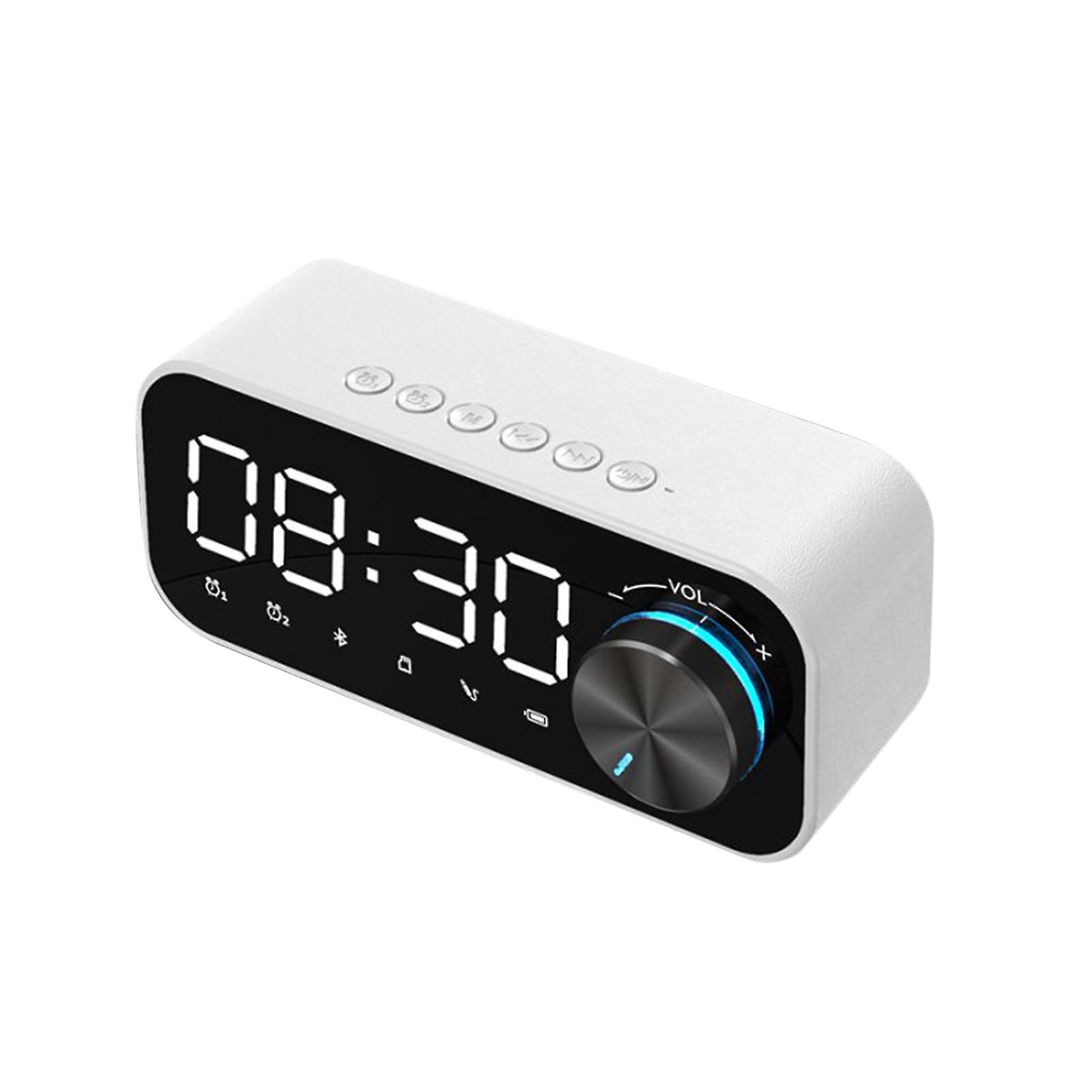 Digital radio alarm clock Bluetooth speaker clock with LED display for time and alarm and mirror surface