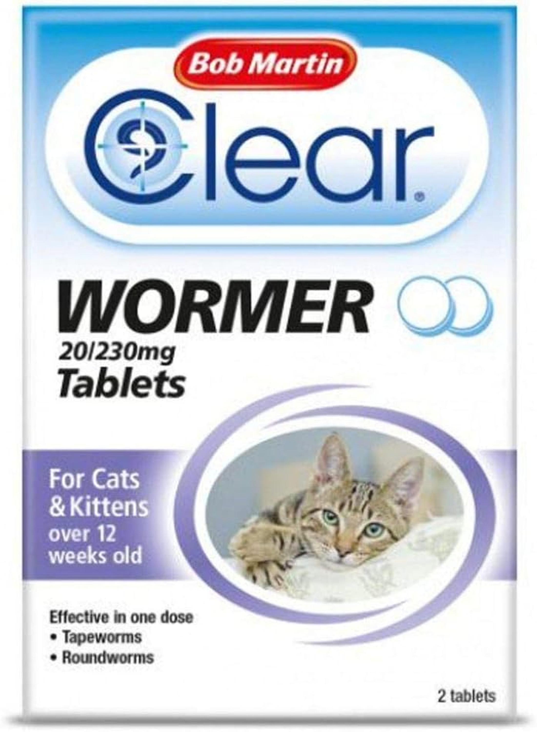 Bob Martin Clear Wormer Tablets For Cats (2 Tabs) 