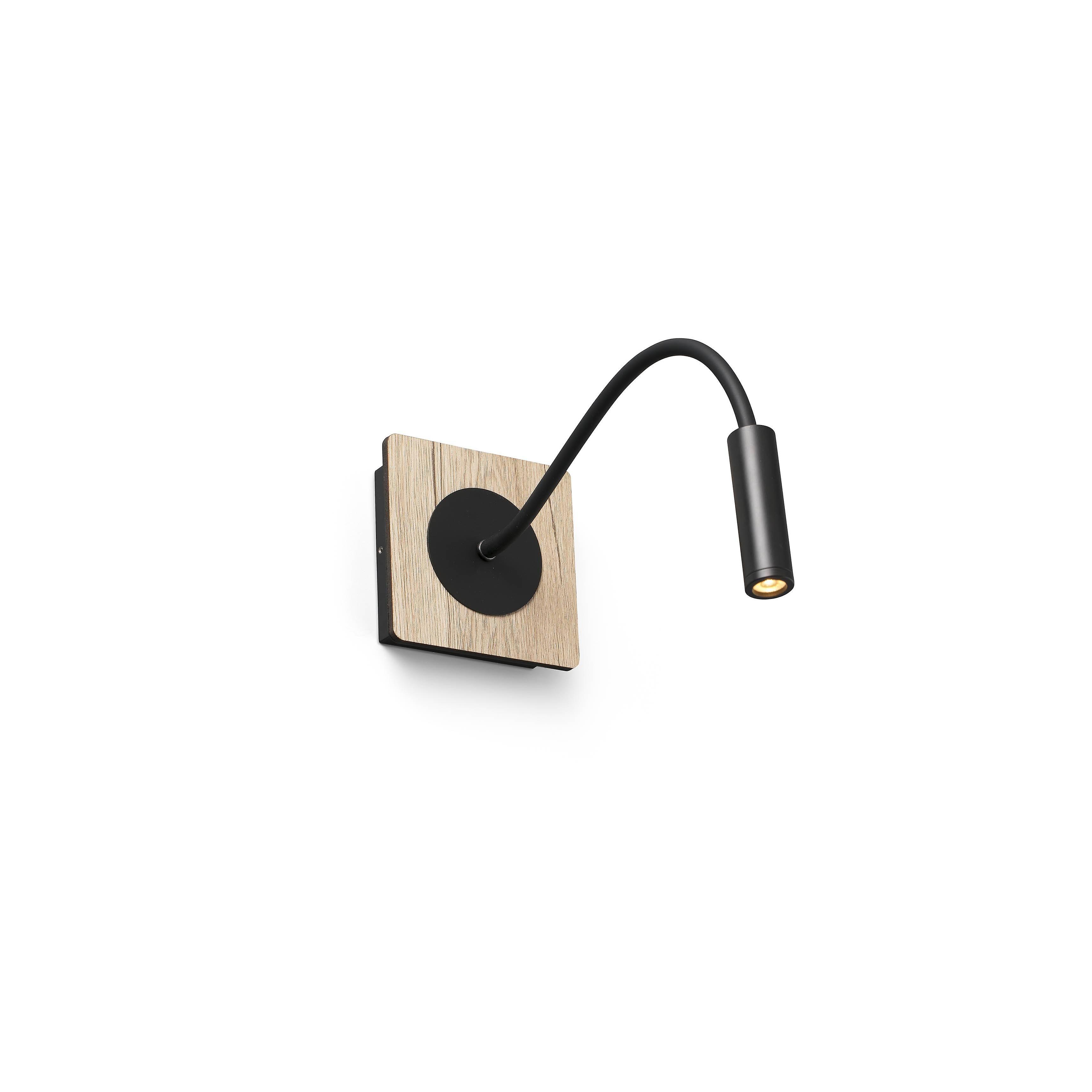 Faro Mood - LED Wood Wall Reader Light Black 2W 3000K