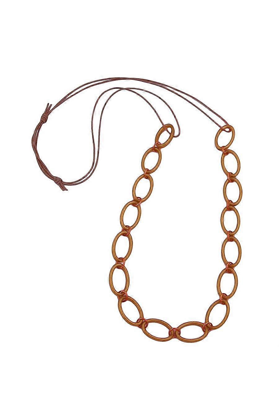 Necklace Oval Rings Brown - Gl01667