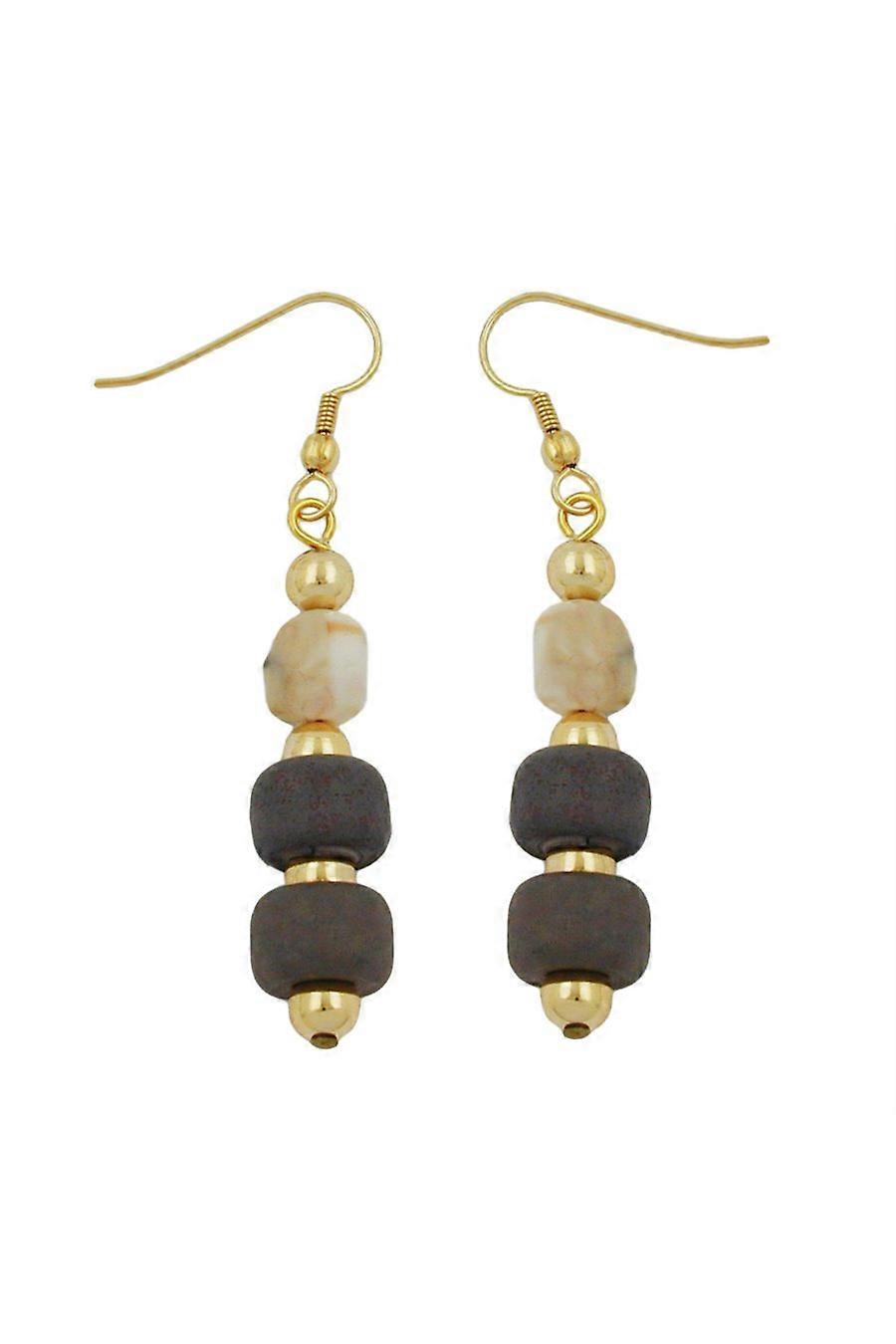 Hook Earrings Grey Beige Gold Coloured - Gl03272