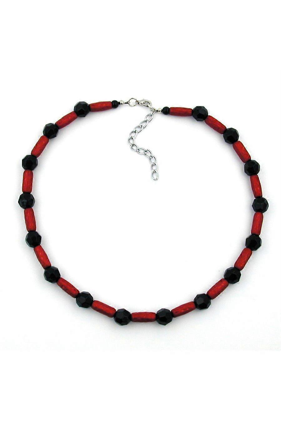 Necklace Red And Black Beads - Gl01446