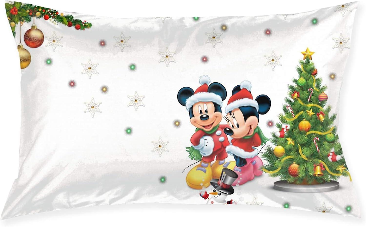 Mickey Mouse Christmas Theme Throw Pillow Covers Square Plush Pillowcases Decorative Printing Soft for Living Room Sofa Cushion pillowslip 40 X 60 CM 