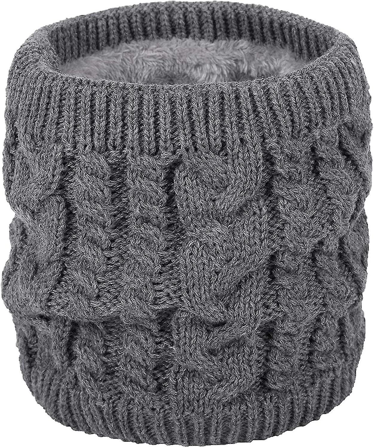 Warm Knitted Fleece Lined Neck Warmer - Windproof Scarf Snood