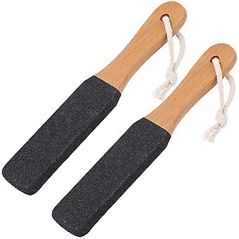 2 Pcs Foot File Callus Remover Heel Grater Wooden Handle Foot Scrubber Pedicure File Foot Filer for Dead Skin ProfessionalBlack