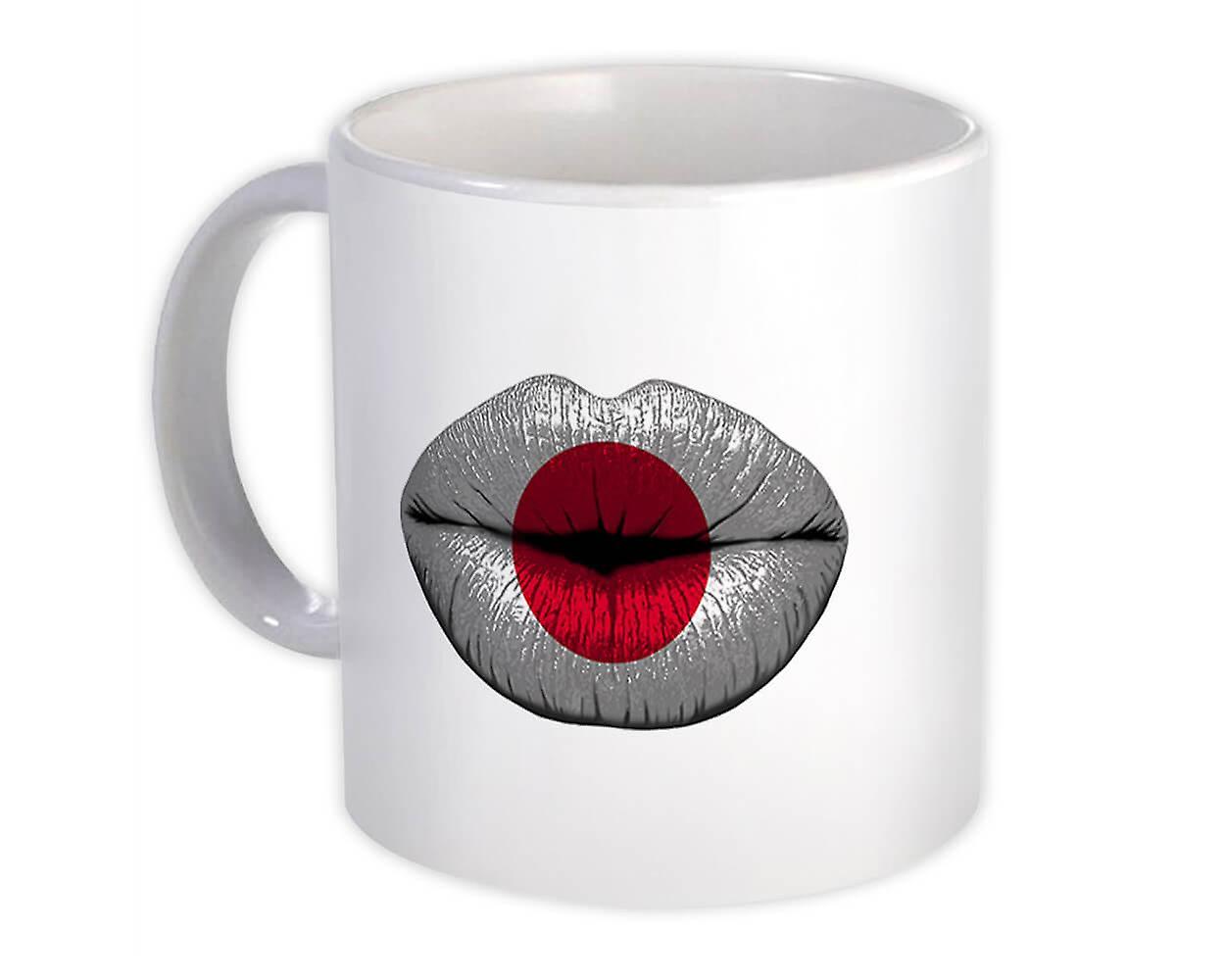 Presentmugg: Läppar Japanska Flagga Japan