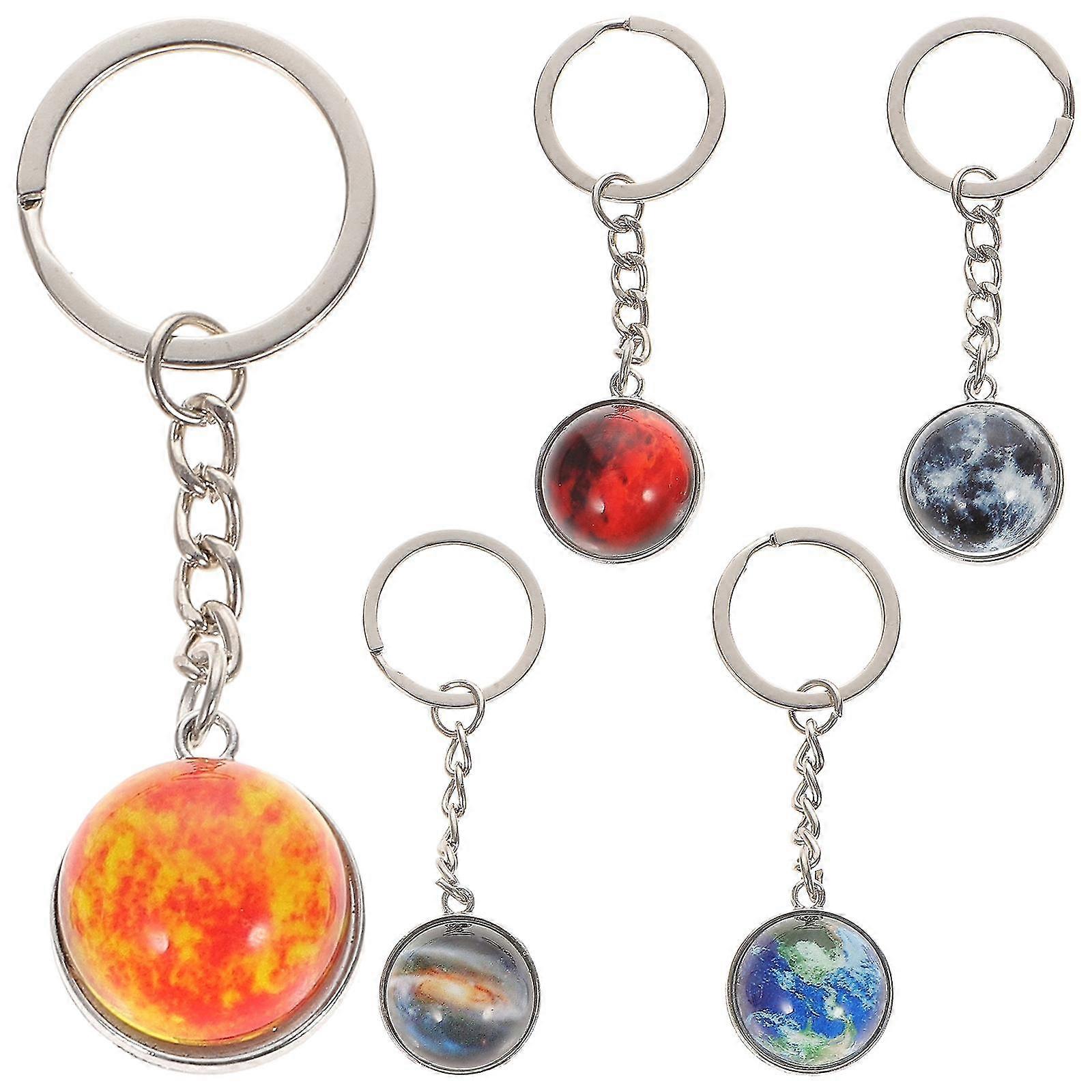 5Pcs Glass Ball Keychains Noctilucent Festival Key Ring Universe Decor Gift Z