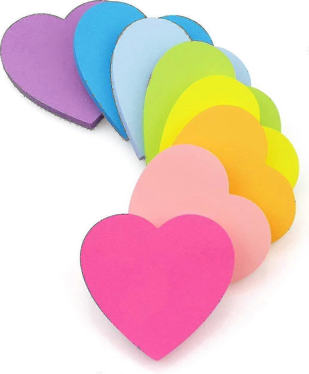 Heart Shape Sticky Notes 8 Color Bright Colorful Sticky Pad 75 Sheets/pad Self-sticky Note Pads