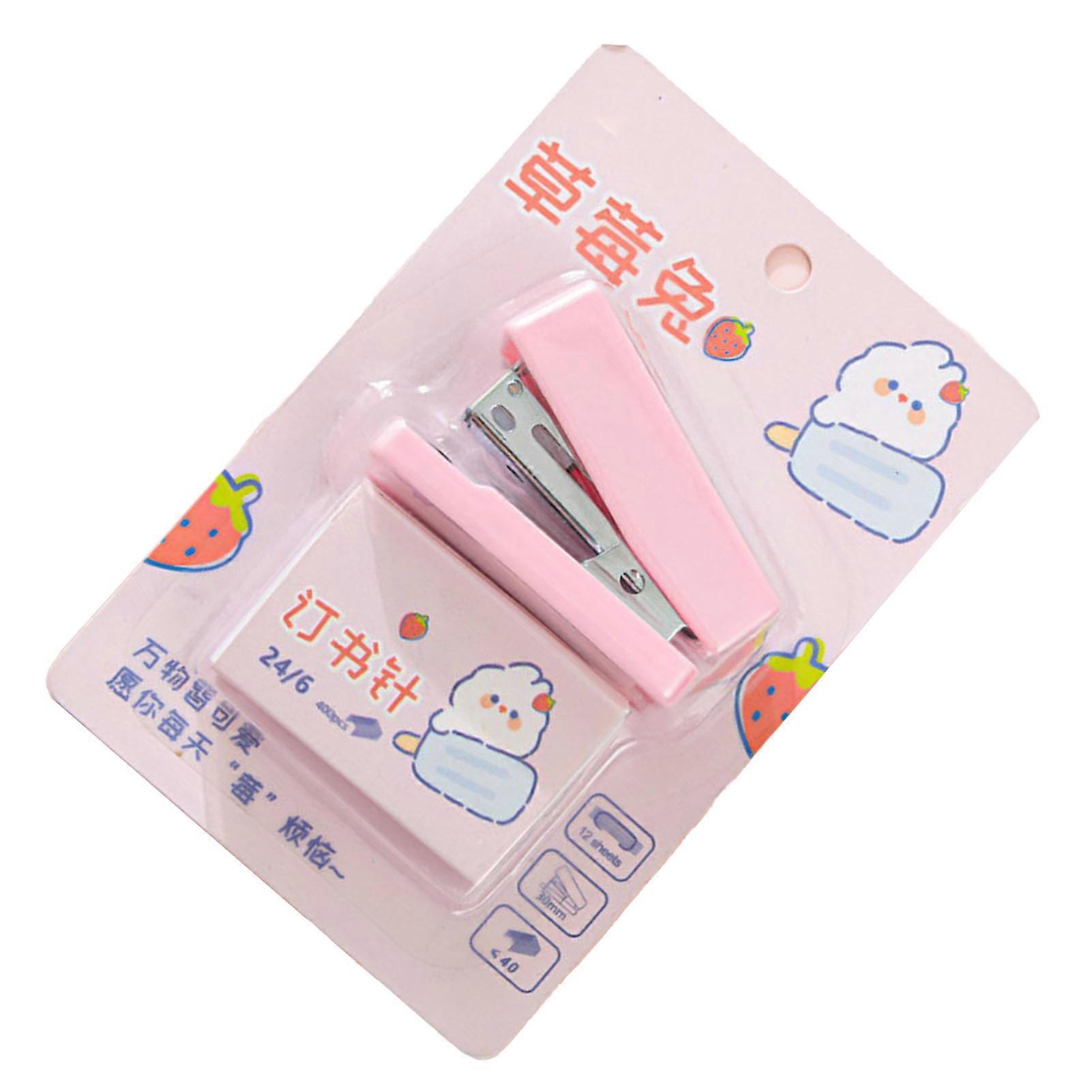 Stapler Cartoon Cute Appearance Portable Multifunctional Efficient Binding Stapler for Office School Home Pink 