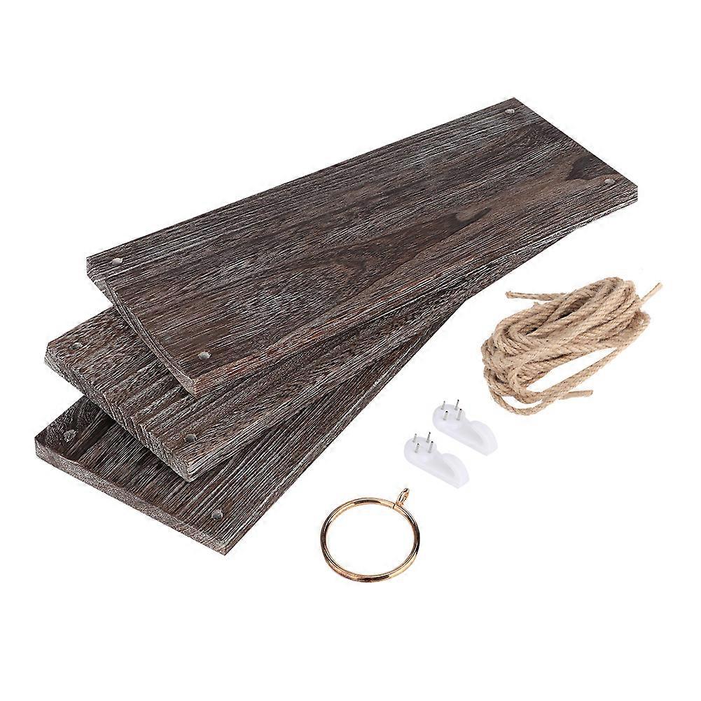 Courtyard Vintage Wood Wall Hanging Shelf Plant Flower Pot Shelf Rack Home Decor(Three Layer ) NO.4030