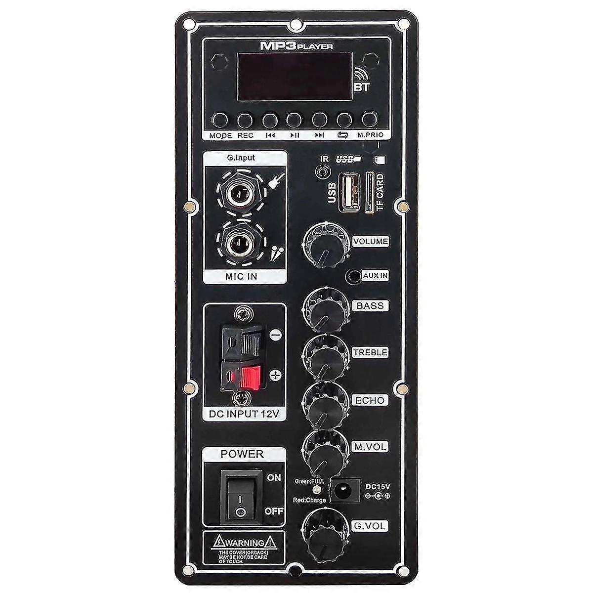 12V Amplifier Board Speaker Amplifier Bluetooth AUX TF-Card U-Disk Recording 6-12Inch 80W Speaker P