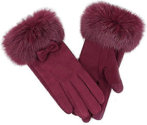 Vinterhandskar för kvinnor med puffiga muddar och ullfoder, isolering och skärmberöringshandskar