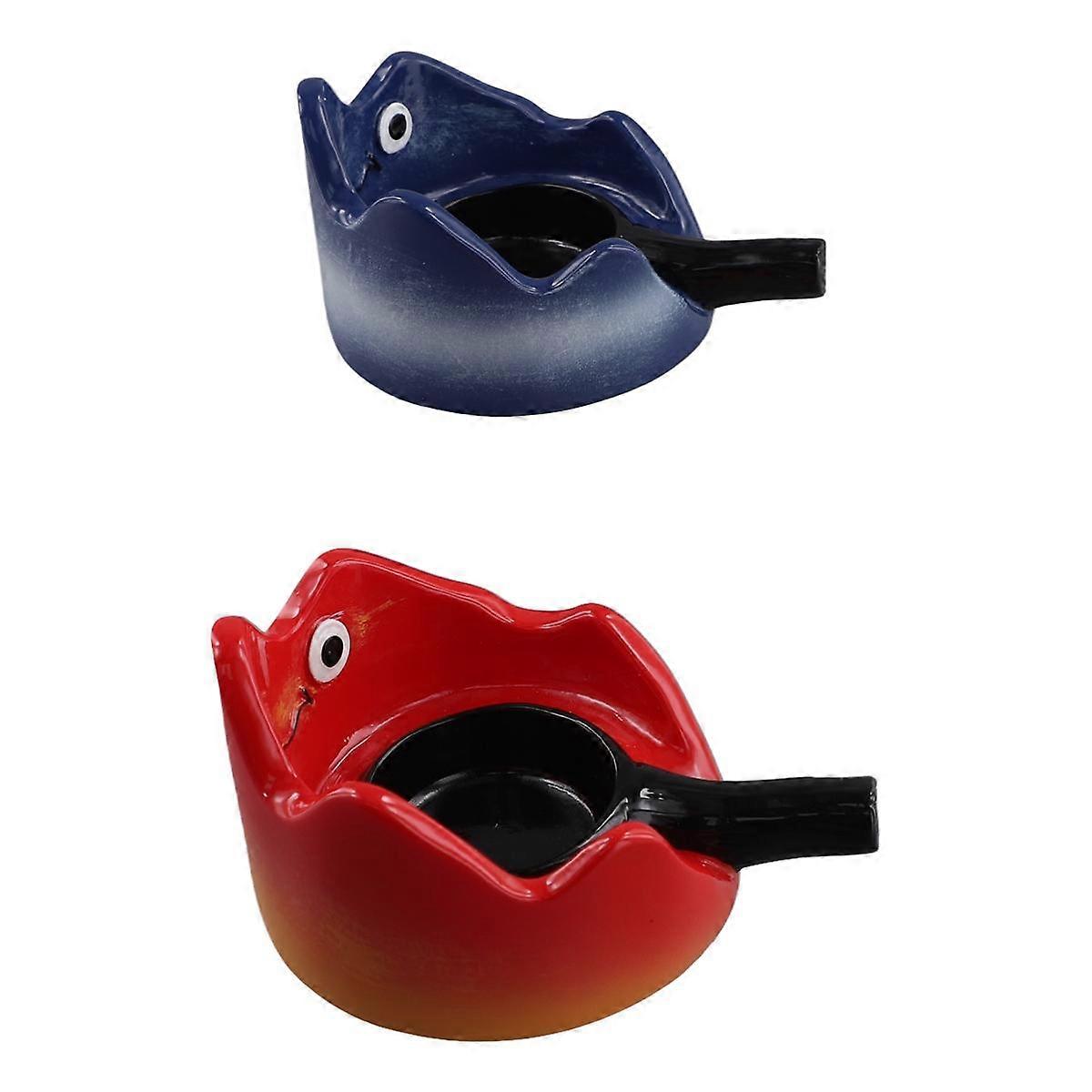 Candle Holder Ashtray Cartoon Kawaii Aromatherapy Candlestick Base Livingroom Decoration Home Ornament Red & Blue