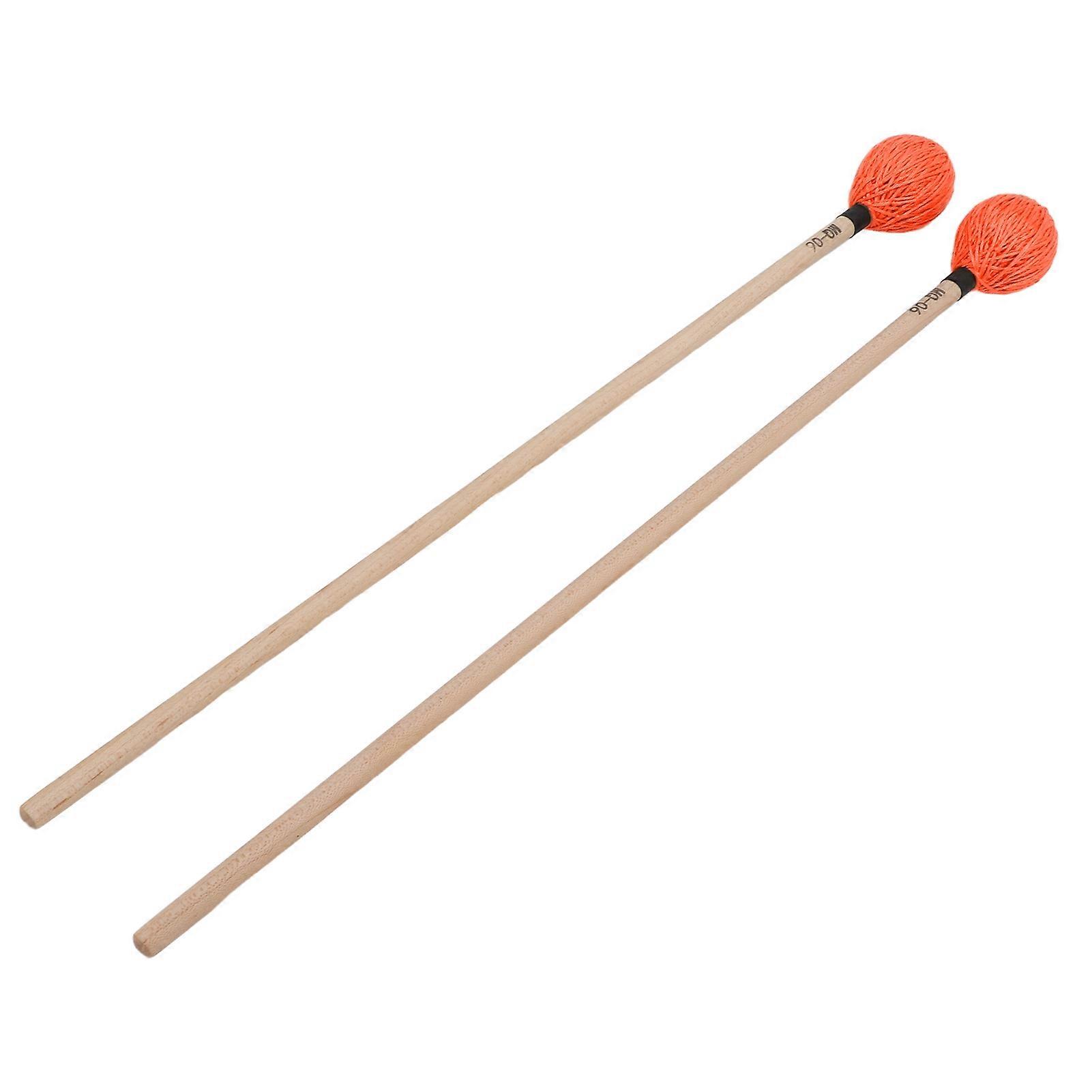 1 Pair Marimba Mallets Medium Hard Yarn Head with Maple Handle for Percussion Playing MQ?06Orange