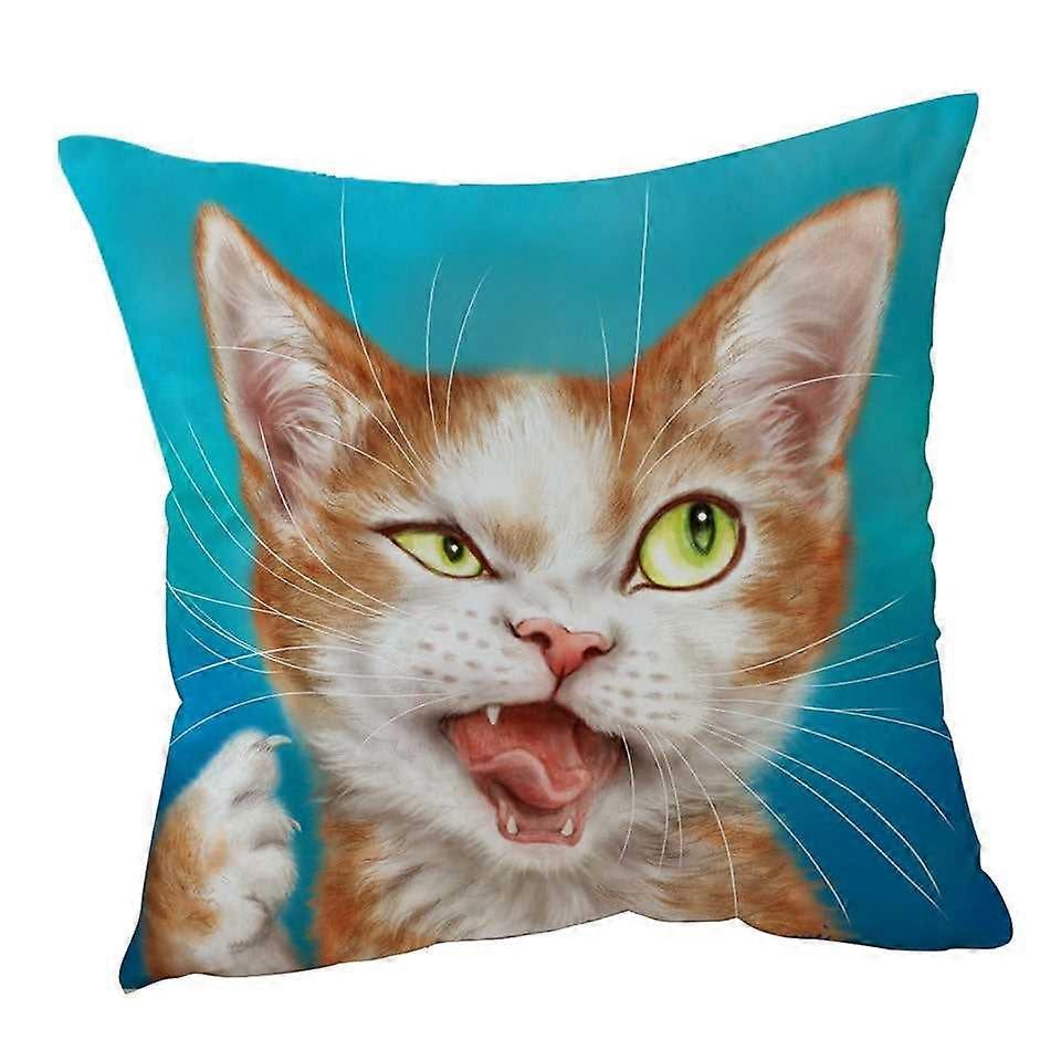 Funny Cat Drawings Cool Looking Kitty Cushion Cover