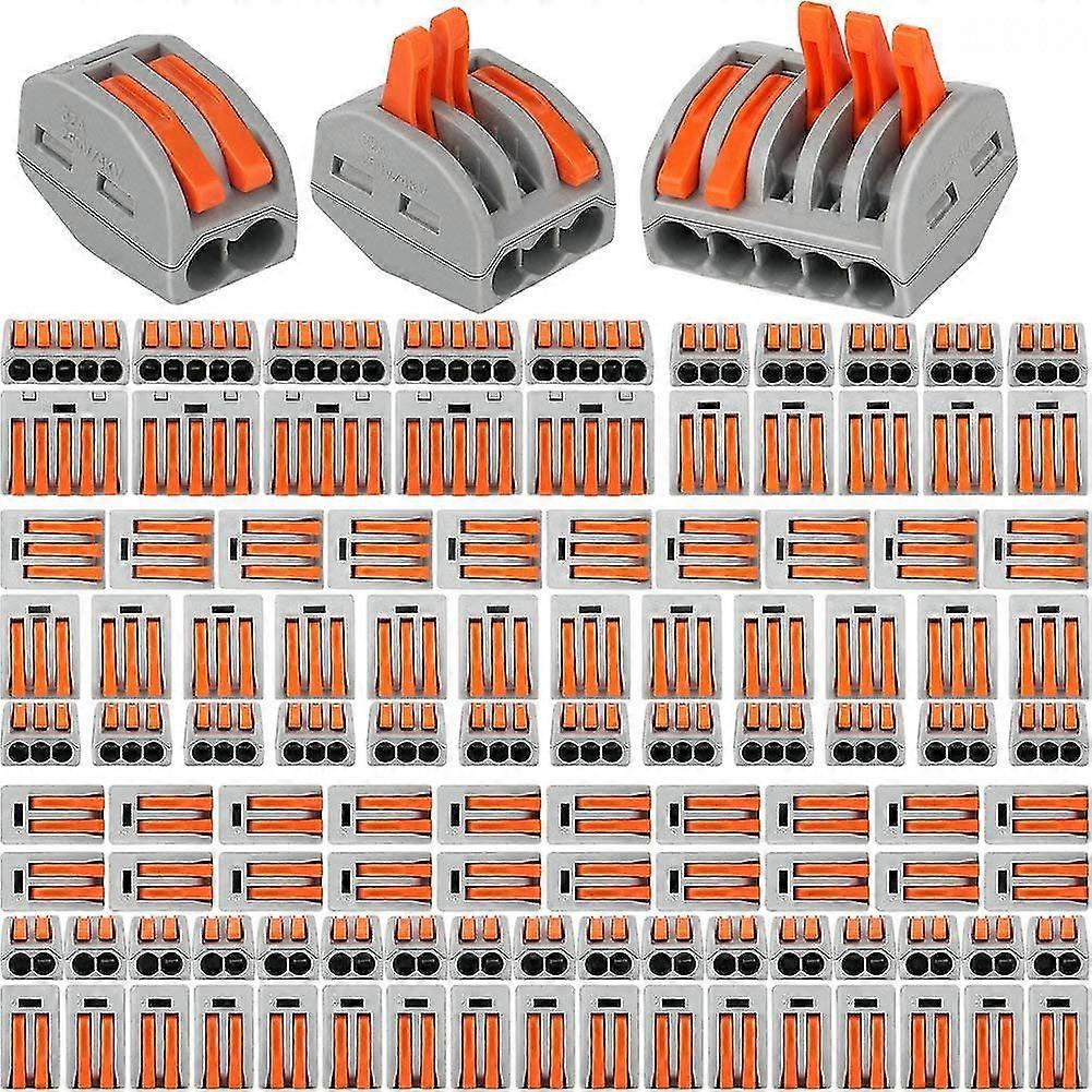 110pcs Compact Wire Connectors,55pcs 2-port Clamp/45pcs 3-port Clamp/10pcs 5-port Clamp(110pcs)