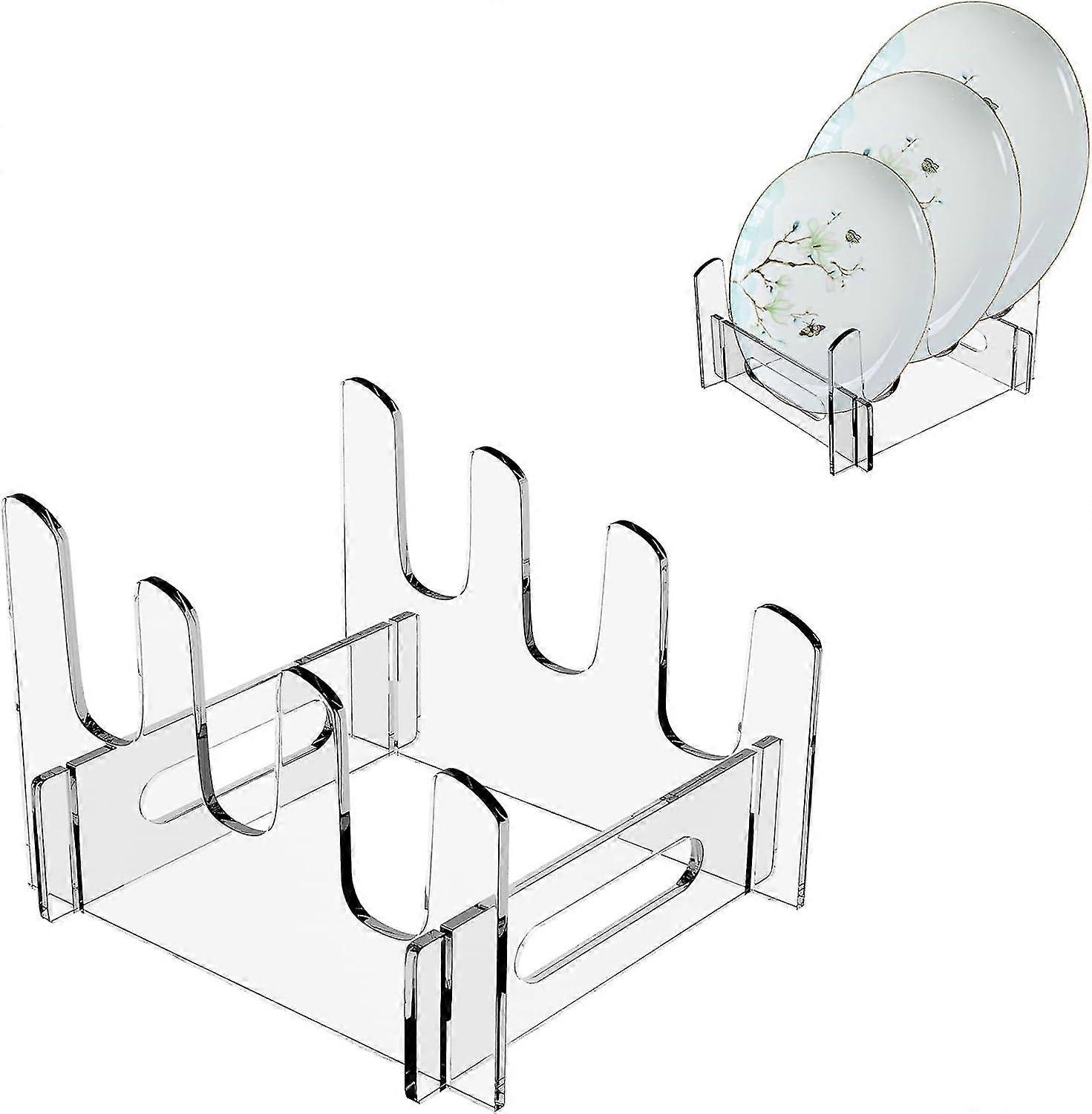 Acrylic Plate Display Stand, Clear Dish Display Stand, Clear Acrylic Dish Drain Rack Storage Rack, Tableware Organizer