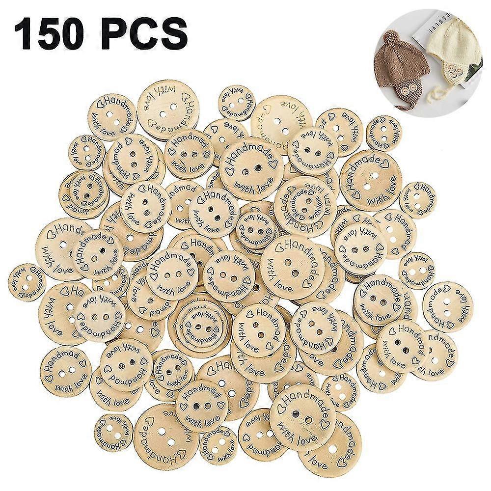 2025 Nye ooden-knapper, 150 stk, håndlagde treknapper