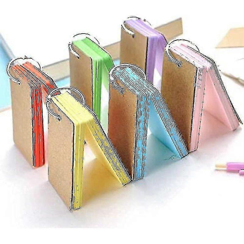 Learning Card Pocket, Index Cards 6 Pack Paper Cards With Ring Memo Blank Flash Card Compatible With Vocabulary Revision Muticolour 9 * 5.5cm