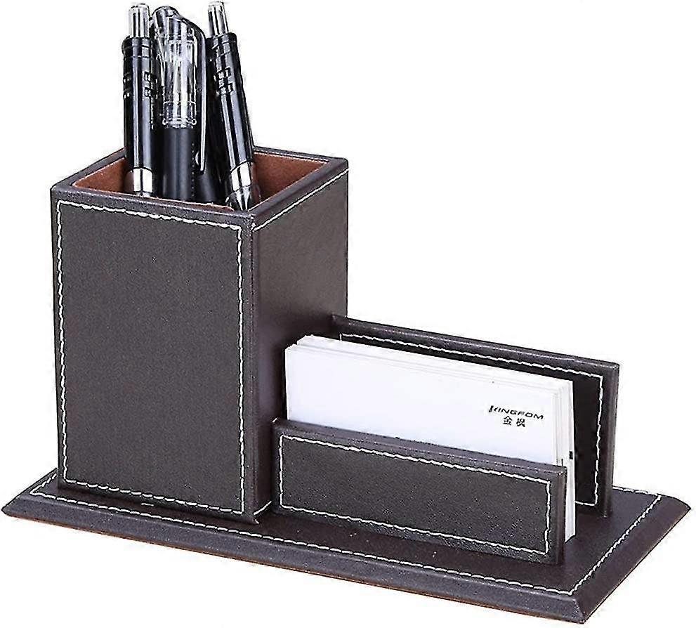 Creative Pen Holder With Business Card Stand (brown)