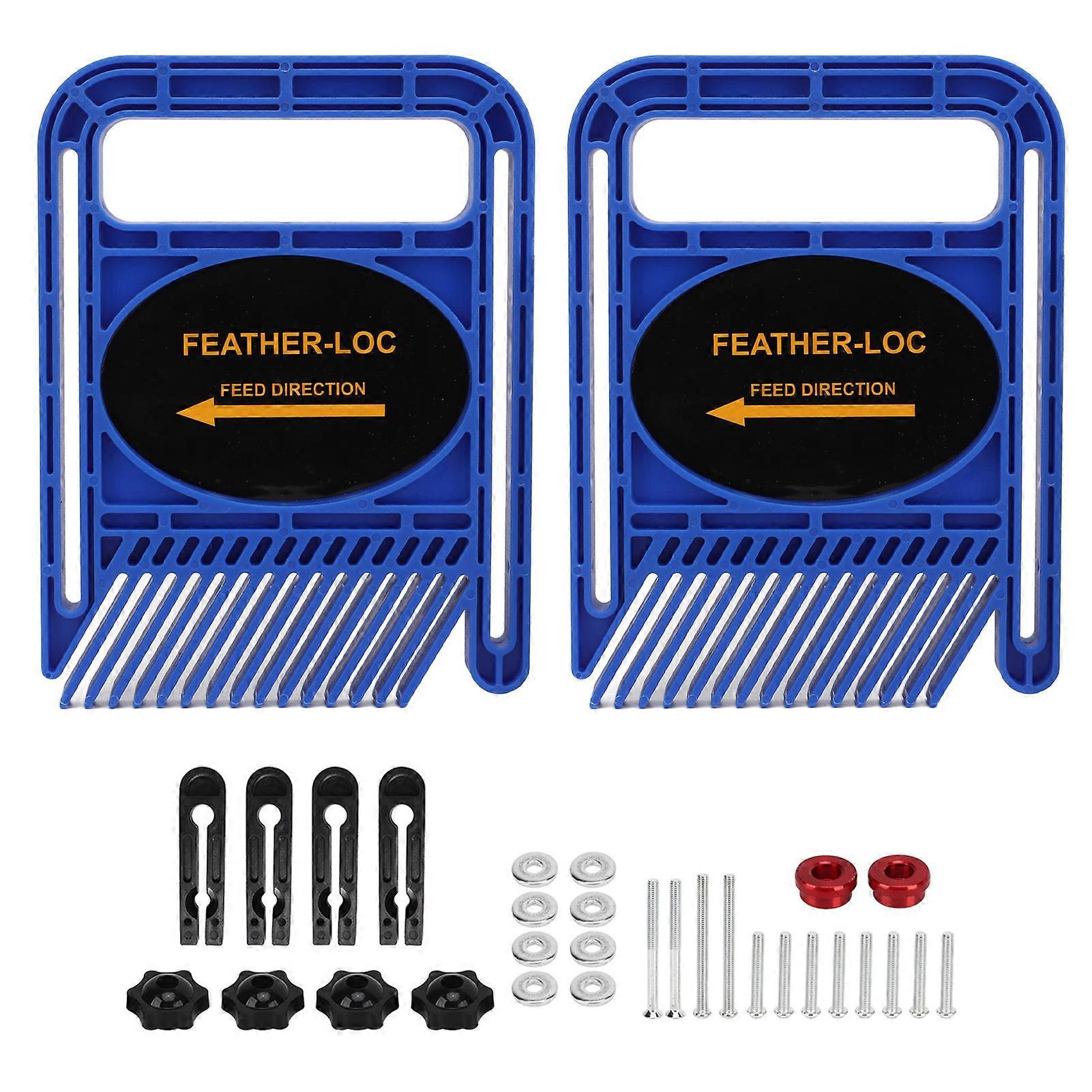 2 Set Featherboard Adjustable Extended Woodworking Track Safety Device for Table Saw Router Tables Fences Tool Blue