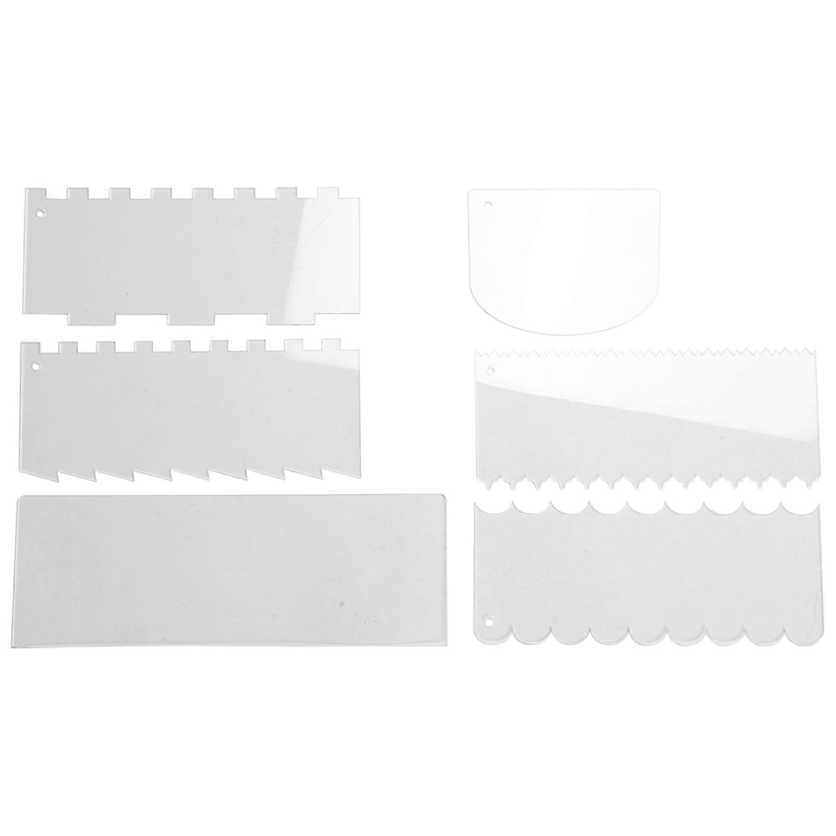 6 Pieces Clear Acrylic Icing Frosting Buttercream Cake Smoother Scraper Contour Comb Cake Edge Smoo