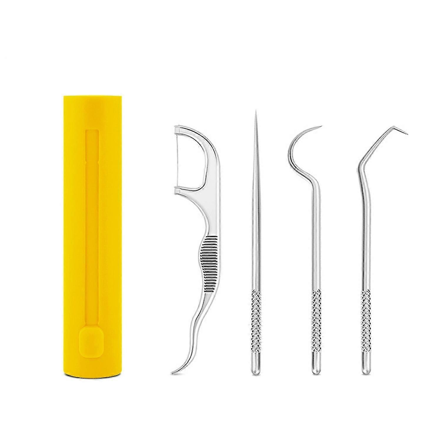 4Pcs/Set Dental Calculus Remover with Storage Tube Portable Simple Safe Effective Reduce Gingivitis