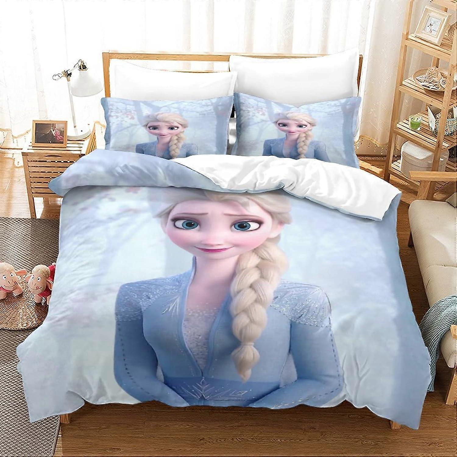 Frozen Duvet Cover Sets Bedding Set with Zipper Closure for Kids Teens Pieces Skin-friendly Quilt Cover DE