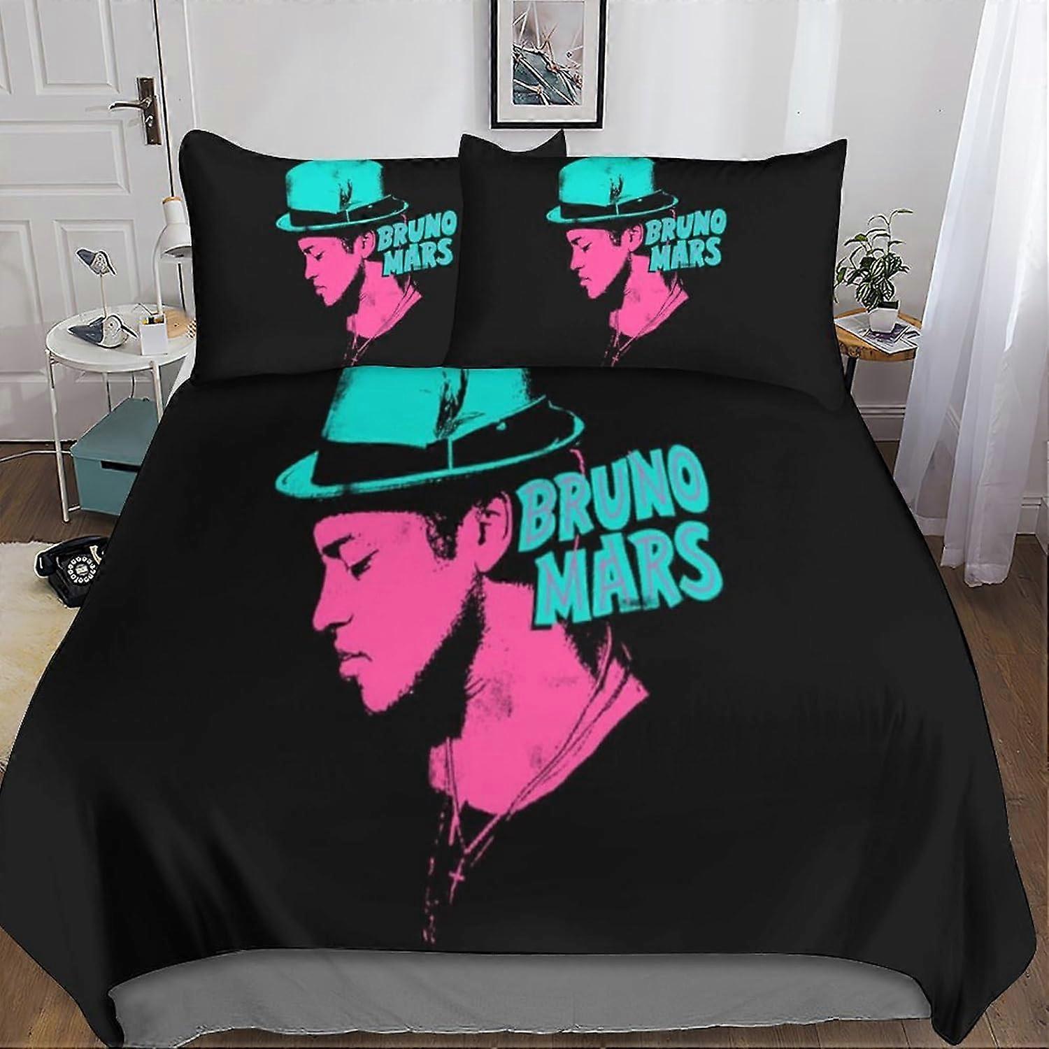 3D Bruno Mars Paplanhuzat ágynemű és párnahuzat mikroszálas férfi Ifjúsági fiúk Gyerek ágynemű szettek cipzárral zárva 3 db