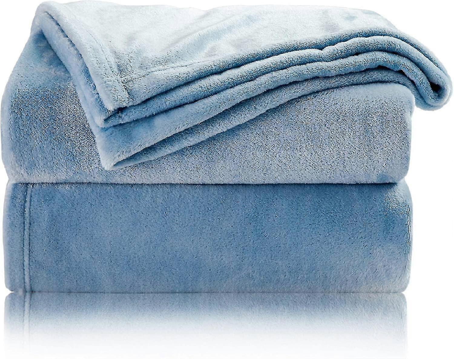Blue Fleece Plaid Blanket 150x200 Cm - Soft And Warm Bed Blanket Plaid Flannel Sofa Throw -JA