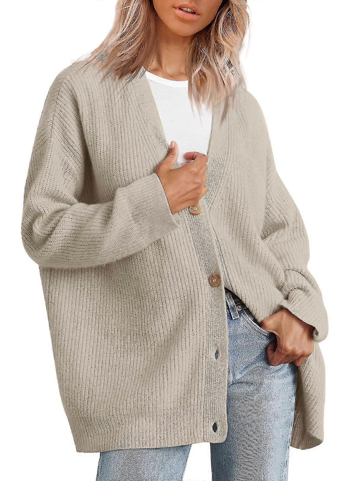 Women's Cardigan 2023 Open Front Oversized Button Lightweight Sweaters V Neck Loose Cardigans Knit Outwear