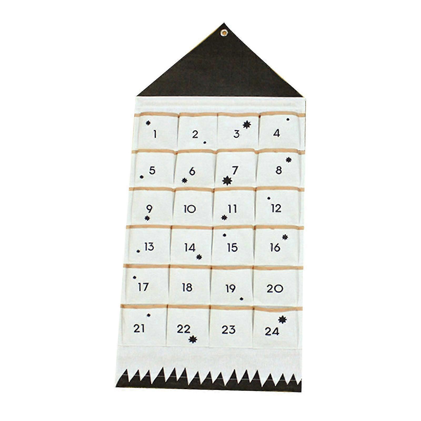 24 Pockets Fabric Christmas Calendar To Hanging Xmas Ornaments Party Advent Drawstring Bags Embellishments